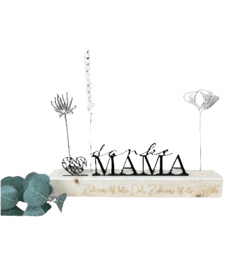 RUNÈA Holzaufsteller mit Mama-Schriftzug und floralen Details